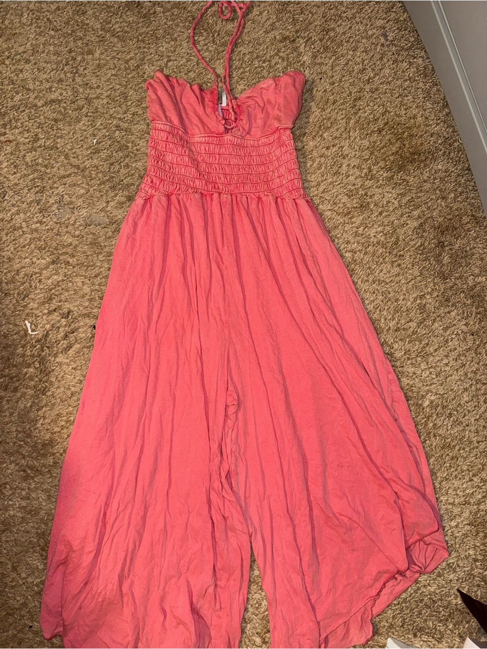 Urban Outfitters Coral Halter Jumpsuit